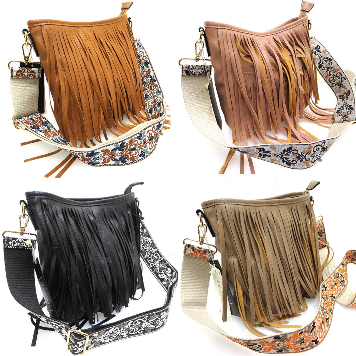 Boho Fringe Faux Crossbody Purse