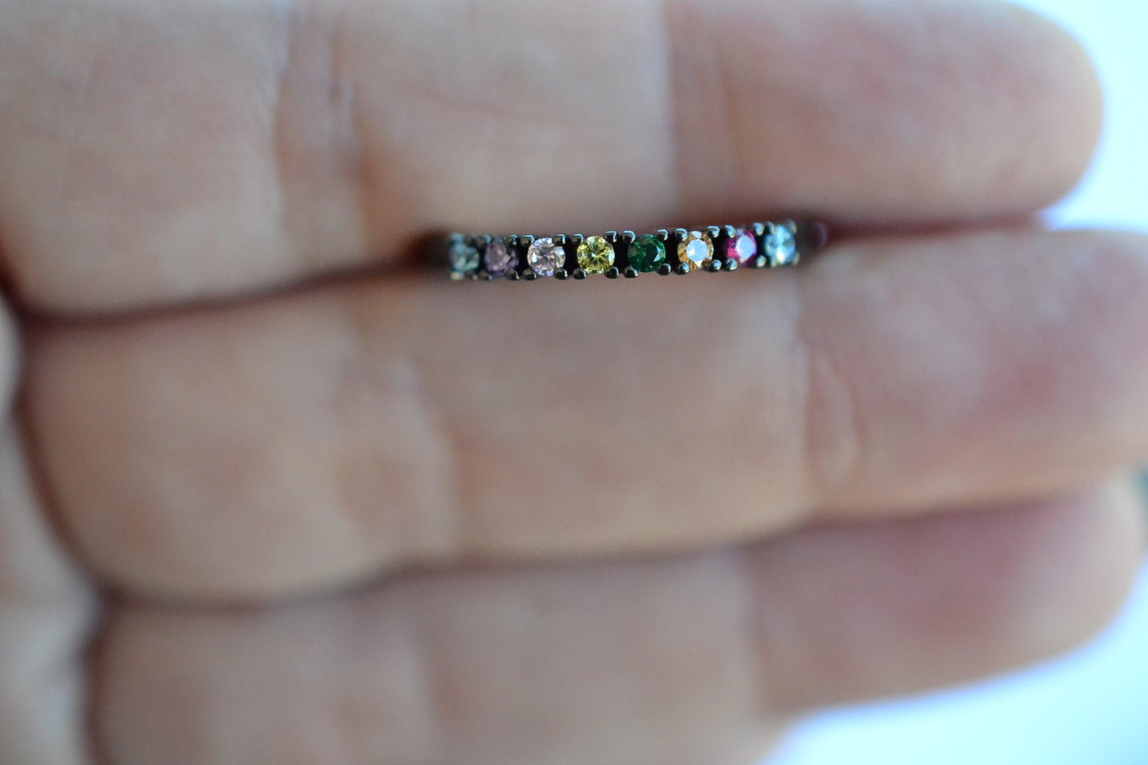 Multi color Zirconia Rhodium Ring