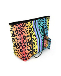 Neoprene Cheetah Print Shoulder Bag Tote Purse